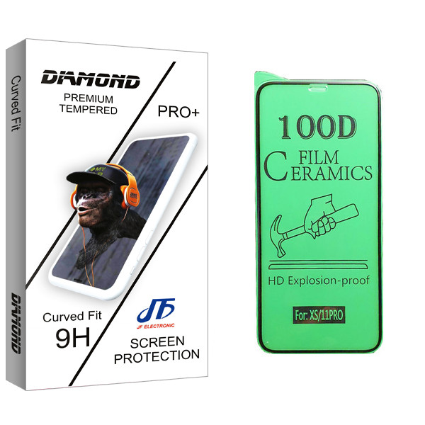 محافظ صفحه نمایش سرامیکی جی اف مدل Diamond glass مناسب برای گوشی موبایل اپل iPhone X