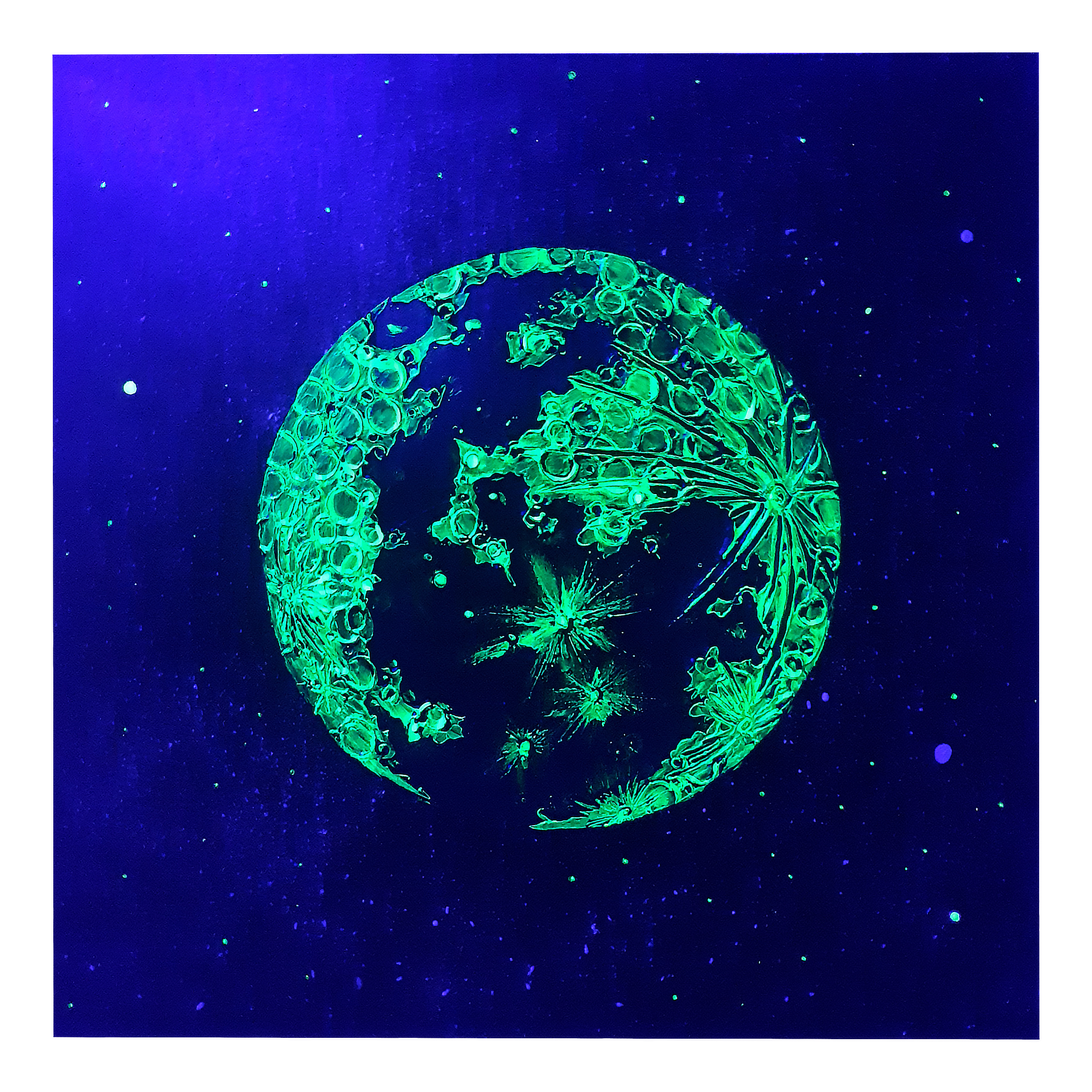 تابلو نقاشی اکریلیک مدل بلک لایت طرح ماه کد 15