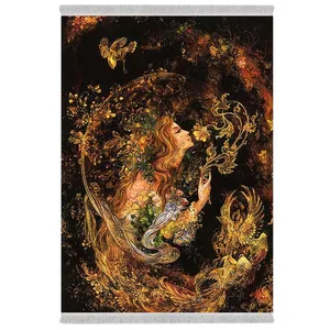 فرش پارچه‌ای دفه مدل فرشینه شانل مخمل طرح فانتزی کد 7193