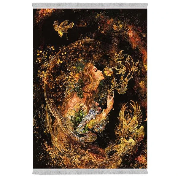 فرش پارچه‌ای دفه مدل فرشینه شانل مخمل طرح فانتزی کد 7193