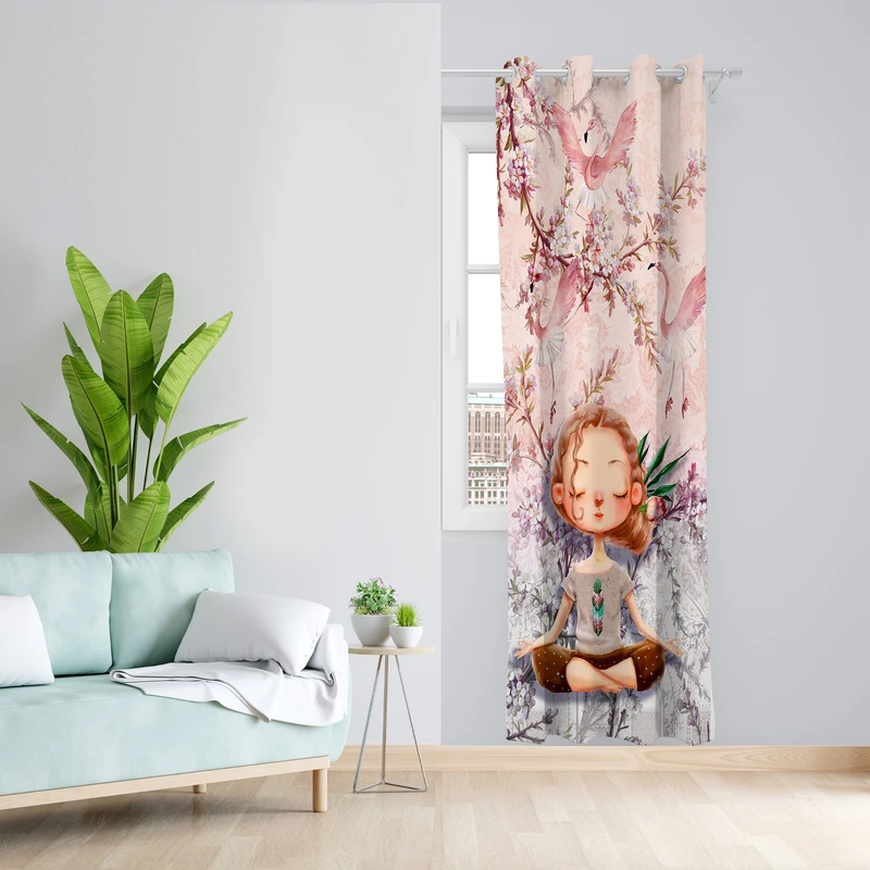 پرده طرح کودک مدل مخمل پانچی کد L 1177R Z سایز 140x200 سانتی متر