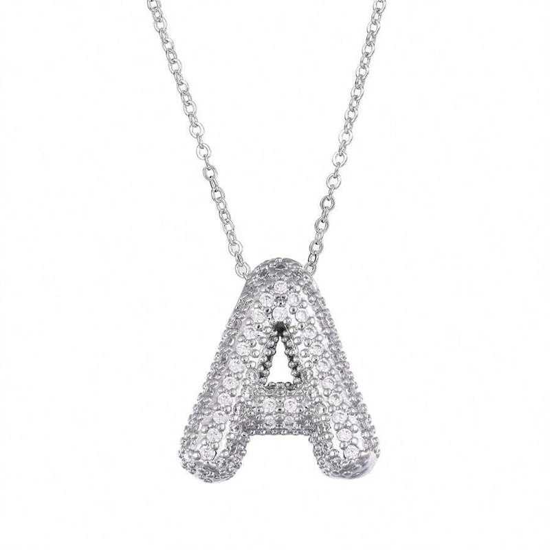 گردنبند زنانه مدل جواهری نگین‌دار طرح حرف A  کد 412
