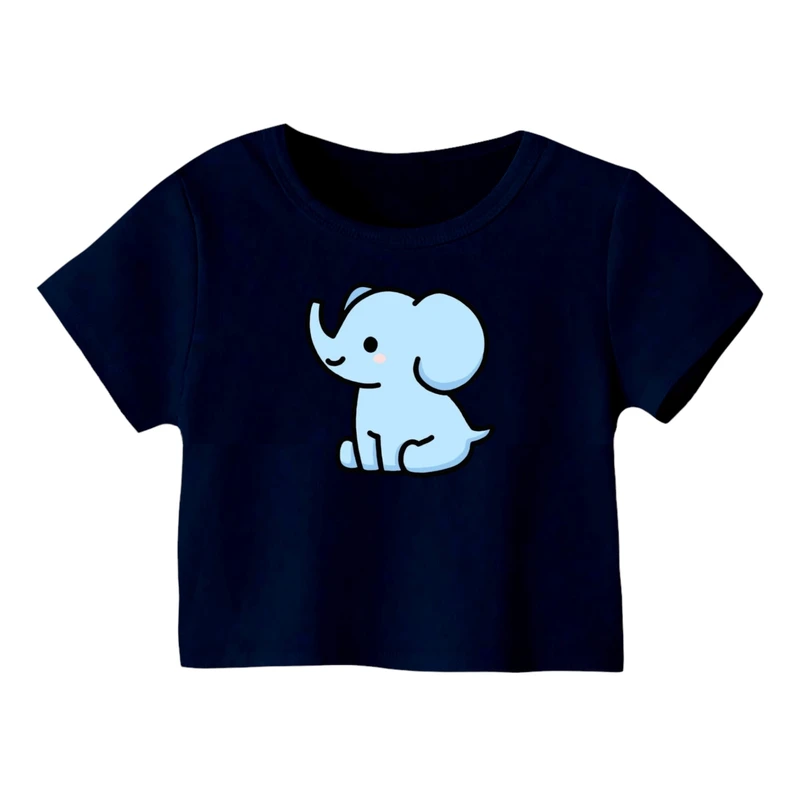 کراپ‌ تی‌شرت آستین کوتاه زنانه مدل فیل کد 9