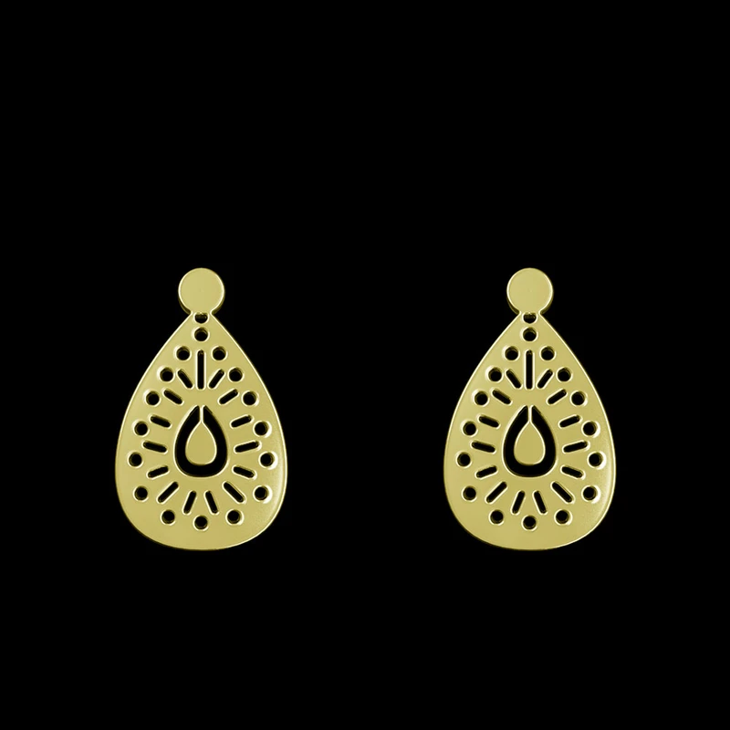 گوشواره طلا 18 عیار زنانه مدوپد مدل هندسی کد GA1-14985