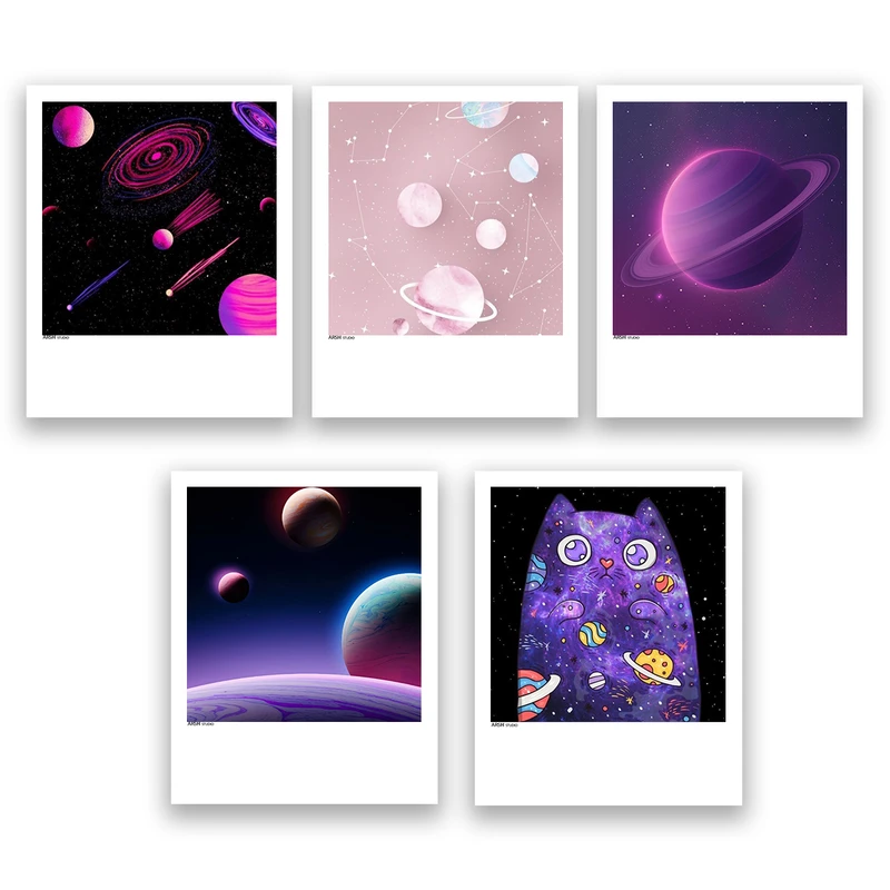 آویز تزیینی عرش مدل فانتزی فضا و کهکشان کد Asa1203 مجموعه پنج عددی