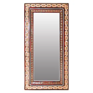 آینه خاتم کاری چوبی صنایع دستی فاخر مدل سنتی طرح تک گل کد 30p14in2510