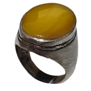 انگشتر نقره مردانه مدل عقیق یمانی شرف الشمس اعلا AZYSS2115