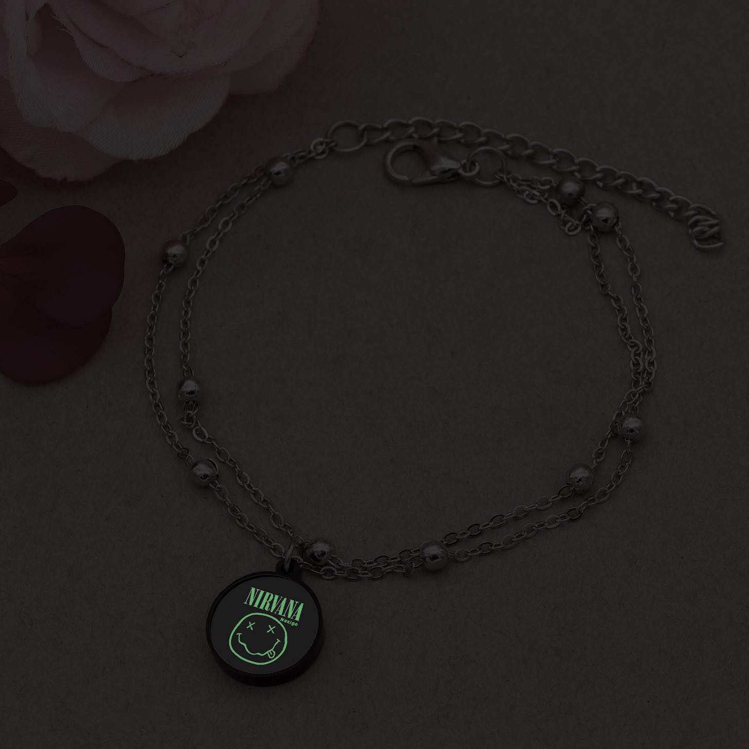 پابند زنانه ناکسیگو مدل شب تاب طرح Nirvana کد LB7449