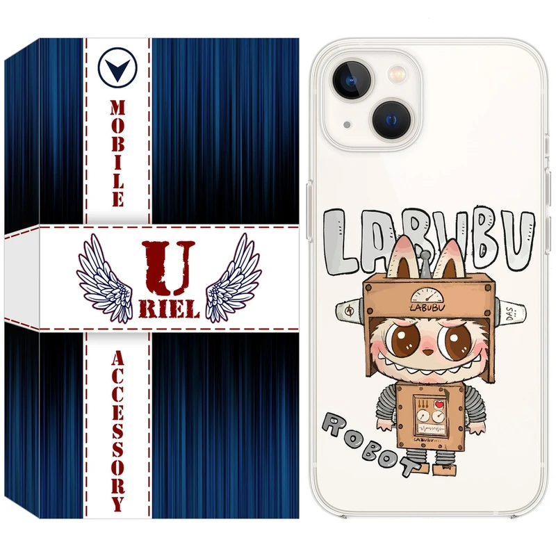 کاور یوریل مدل Clear کد 121 طرح لبوبو Labubu مناسب برای گوشی موبایل اپل iPhone 13 mini