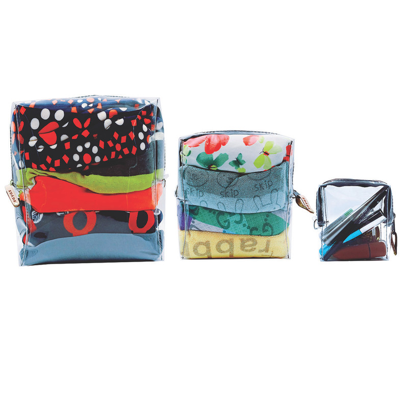 کیف لوازم آرایش زنانه مدل مسافرتی شفاف sayas M123 بسته 3 عددی