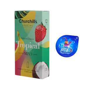 کاندوم چرچیلز مدل Tropical بسته 12 عددی به همراه کاندوم ناچ کدکس مدل بلیسر 