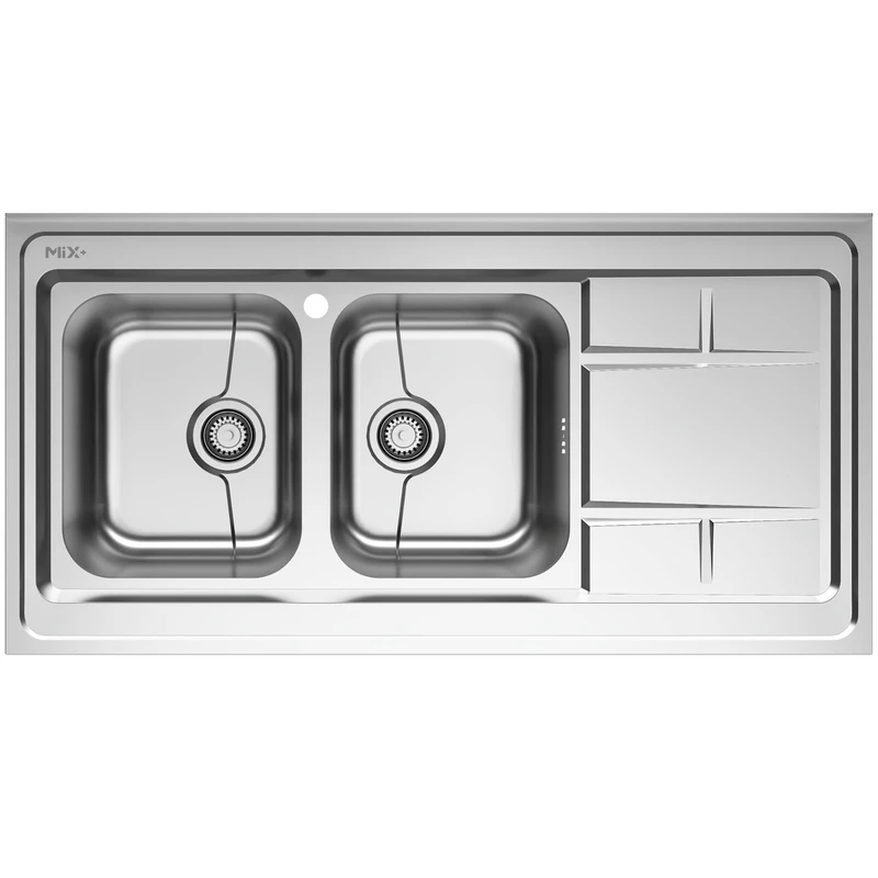 سینک ظرفشویی استیل روکار دو لگنه میکس پلاس مدل 9072-P