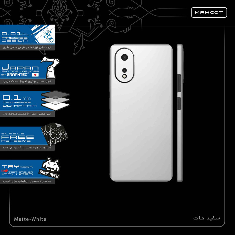برچسب پوششی ماهوت مدل Matte-White-FullSkin مناسب برای گوشی موبایل اپو A38