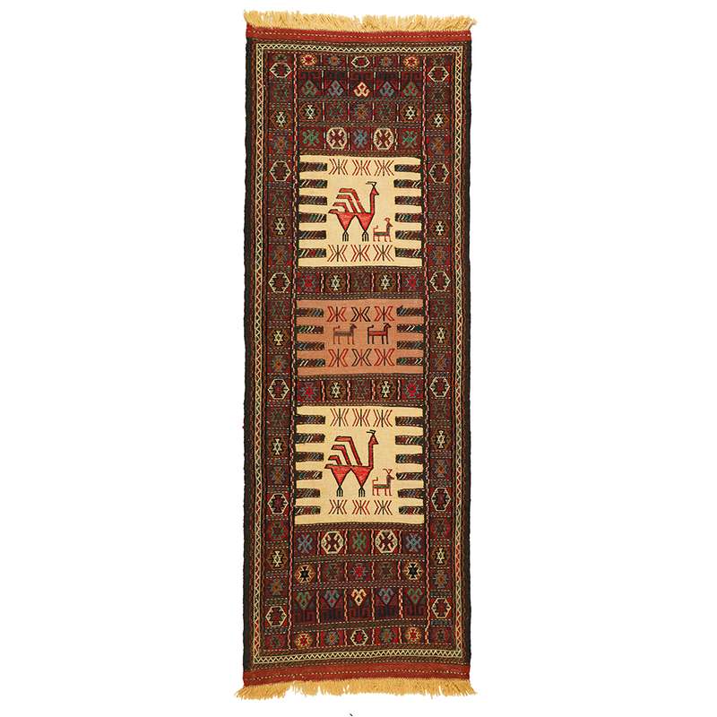 گلیم دستبافت کناره طول یک و نیم متر مدل تمام بافت خراسان کد 140935