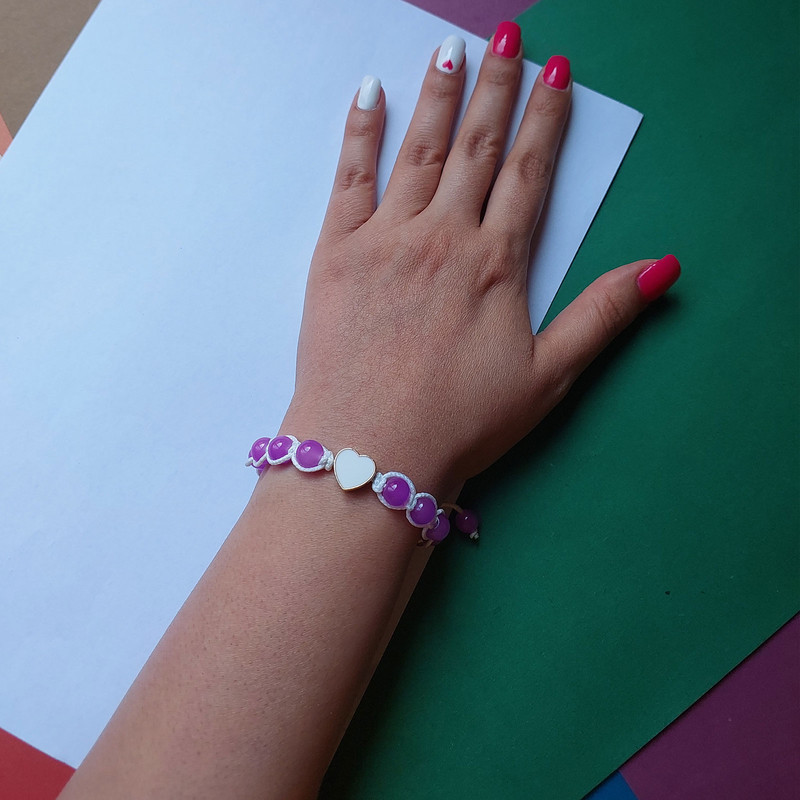 دستبند زنانه مدل بافت طرح قلب کد HC161