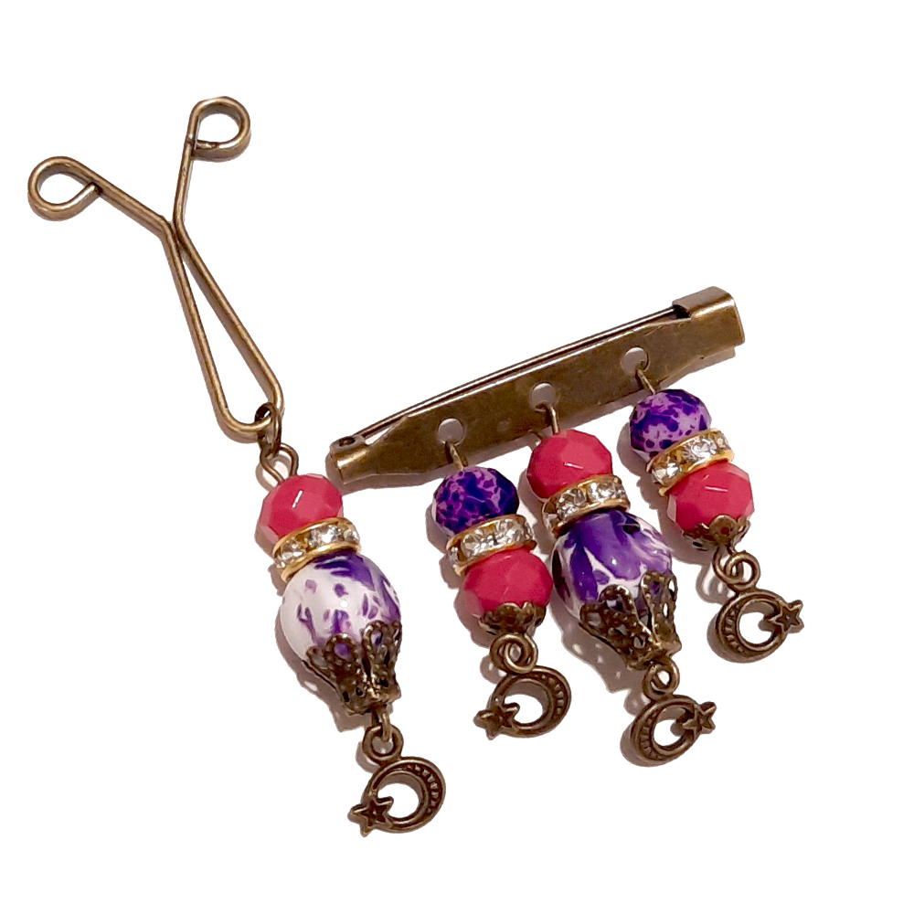 ست گیره روسری و سنجاق سینه زنانه مدل PM35