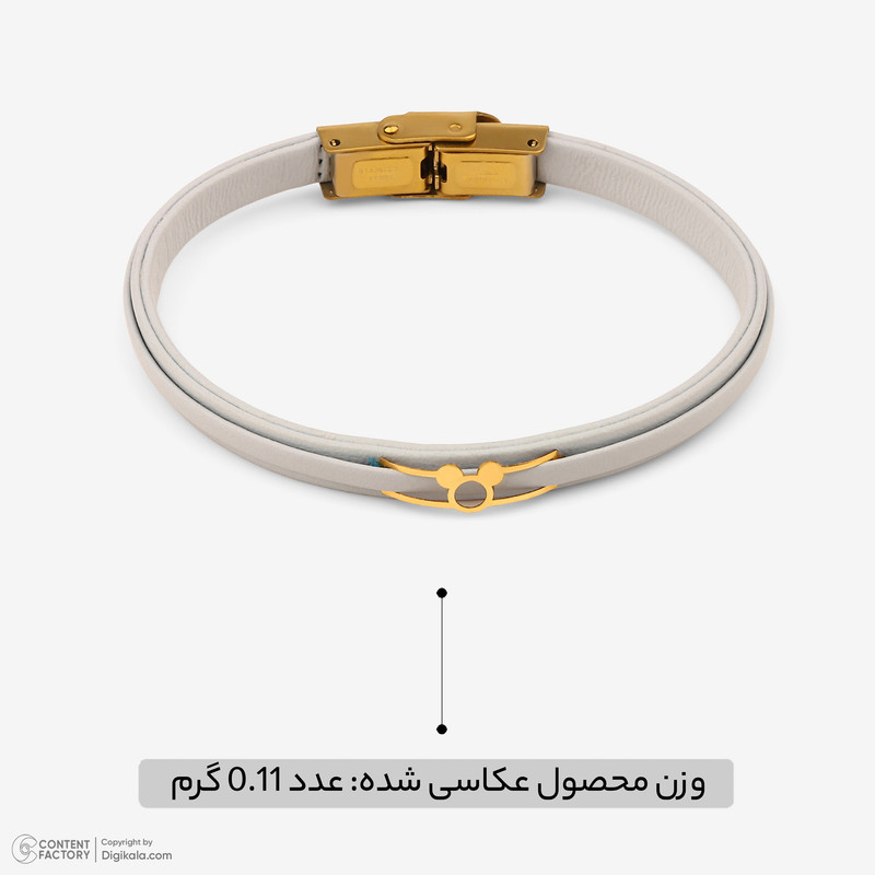 دستبند طلا 18 عیار زنانه با بند چرمی وی گالری مدل میکی ماوس کد LBB6261