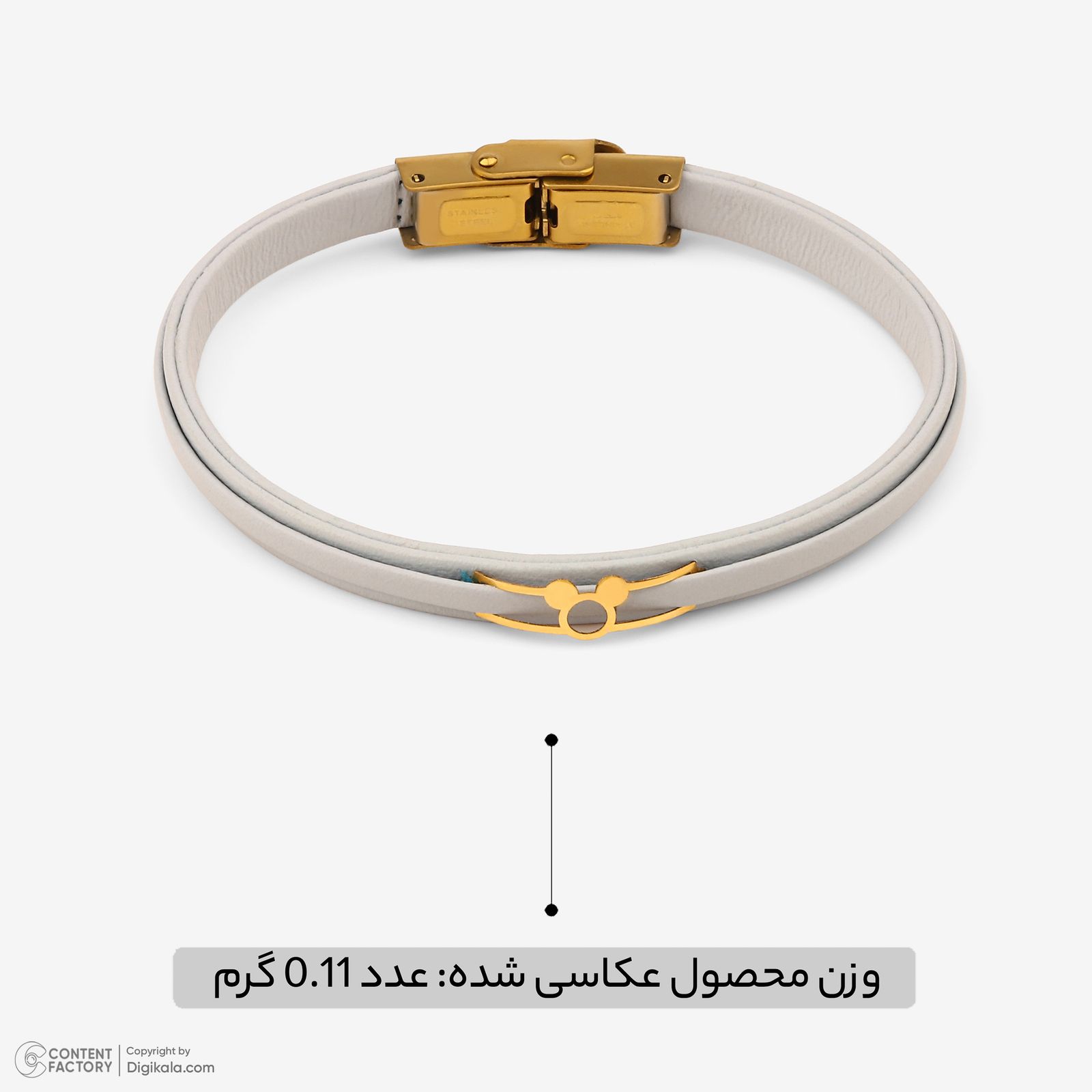 دستبند طلا 18 عیار زنانه با بند چرمی وی گالری مدل میکی ماوس کد LBB6261 -  - 8