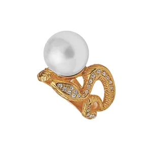 انگشتر زنانه مدل مار نگینی مرواریدی