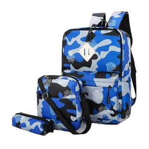 کوله پشتی مدرسه مدل چریکی به همراه کیف رودوشی و جامدادی