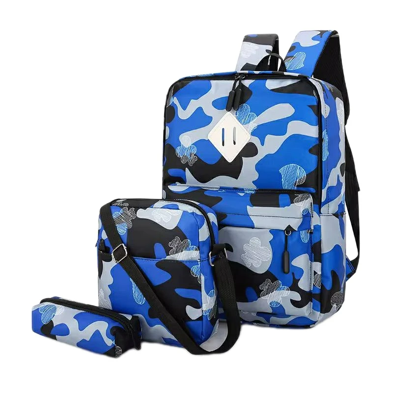 کوله پشتی مدرسه مدل چریکی به همراه کیف رودوشی و جامدادی