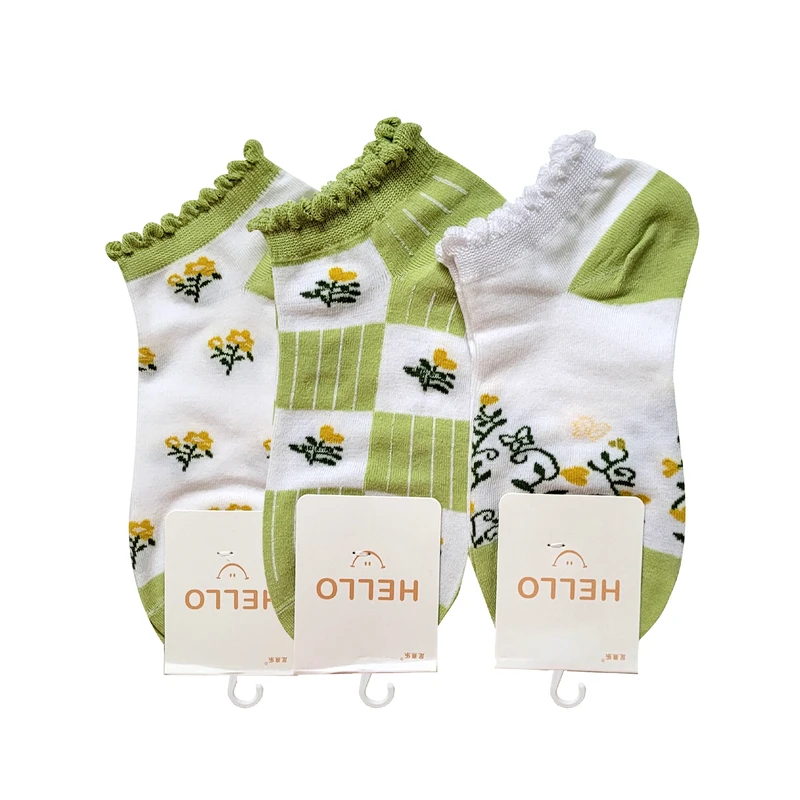 جوراب زنانه مدل لبه فرفری کد 01191  بسته 3 عددی