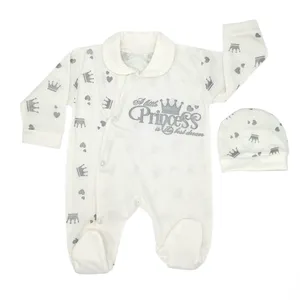 ست سرهمی و کلاه نوزاد طرح پرنسس کد p1