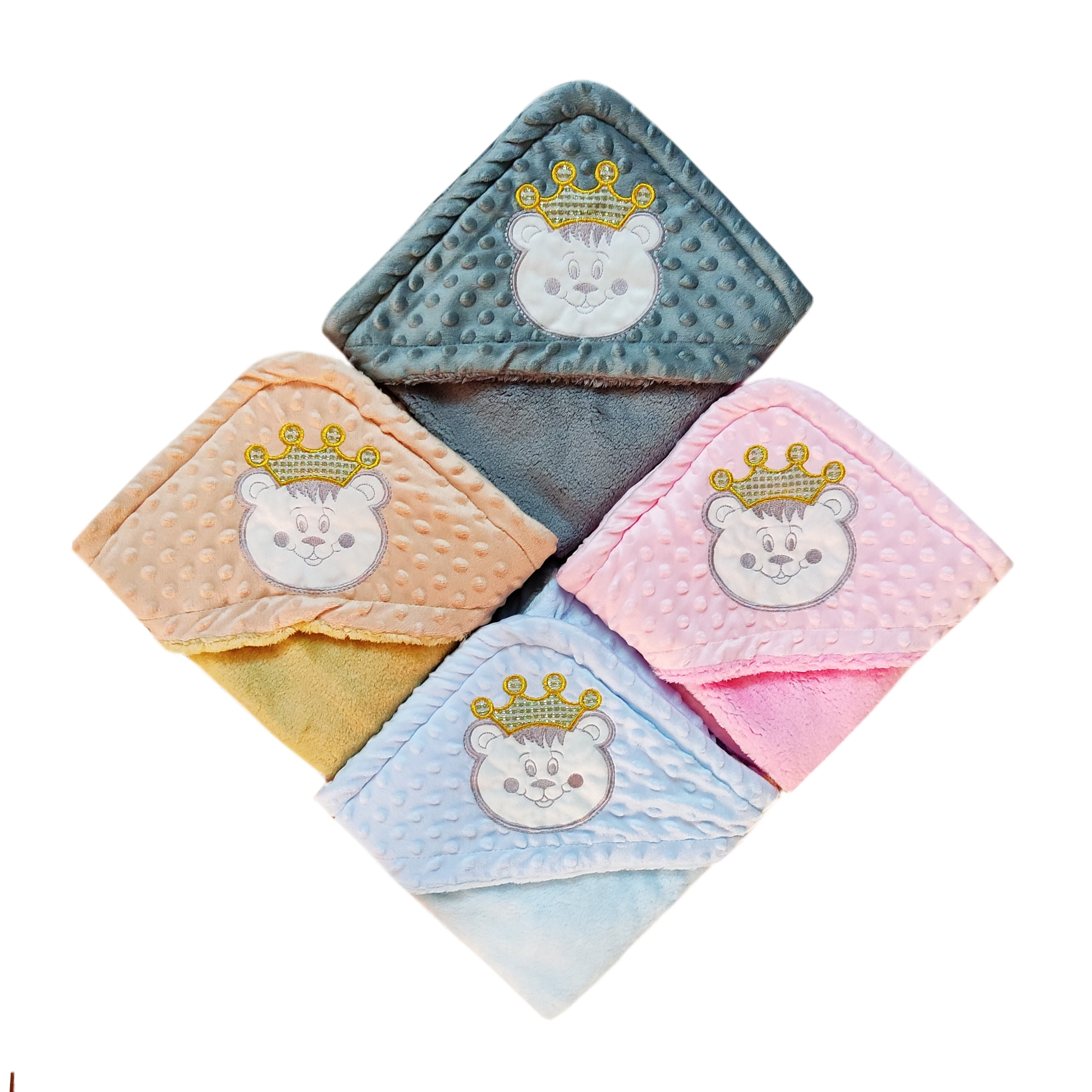 پتو نوزاد مدل دور پیچ کلاه دار سایز 77×80 سانتی متر