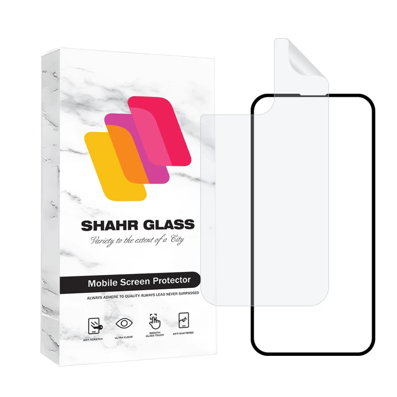 محافظ صفحه نمایش شفاف شهر گلس مدل CERAMINANOSH مناسب برای گوشی موبایل اپل iPhone 14 به همراه محافظ پشت گوشی