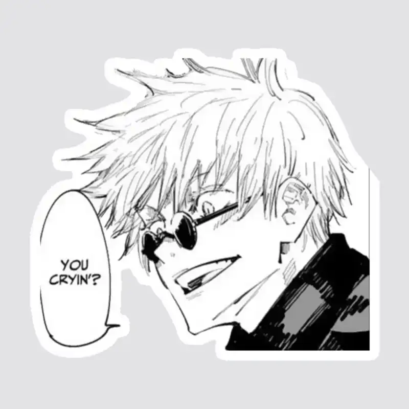 استیکر لپ تاپ پیکسل میکسل مدل انیمه جوجوتسو کایسن گوجو ساتورو گریه میکنی