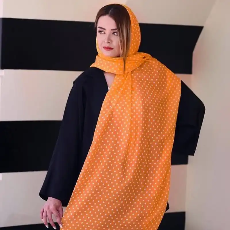 شال زنانه مدل نخی خنک تابستانه خالخالی کد ana-2447