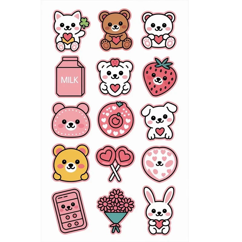 برچسب طرح فانتزی حیوانات کد 748 مجموعه 15 عددی