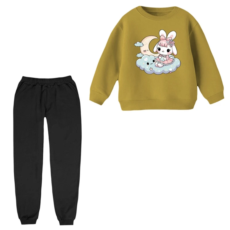 ست سویشرت آستین بلند و شلوار راحتی بچگانه مدل خرگوش و ابر