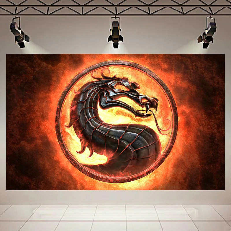  تابلو بوم طرح مخمل اژدهای جاودان مدل مورتال کمبت کد AR302436