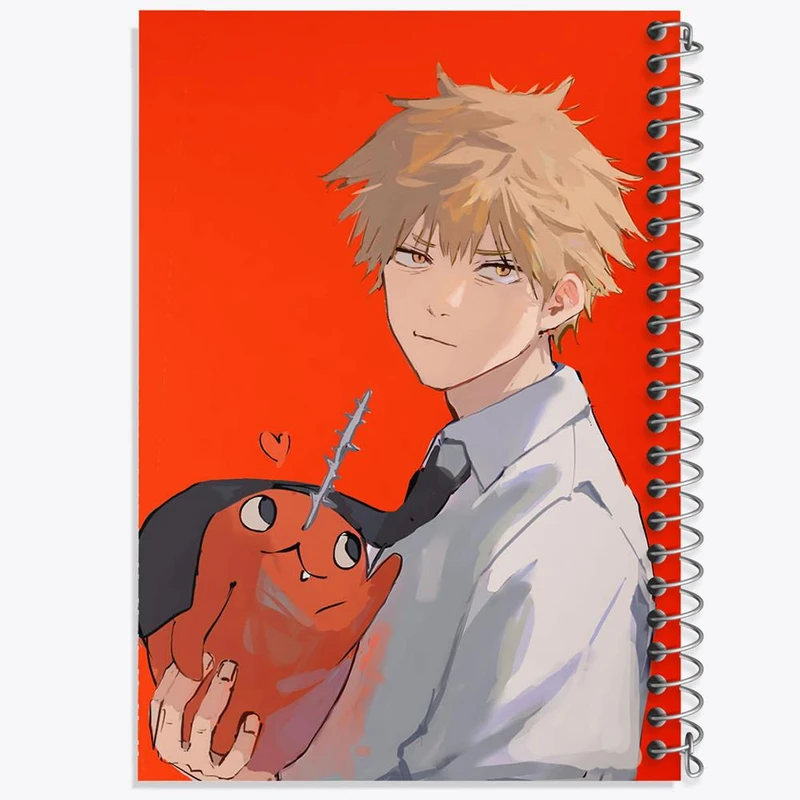 دفتر شطرنجی 50 برگ خندالو طرح دنجی و پوچیتا انیمه مرد اره ای Chainsaw Man کد 17885