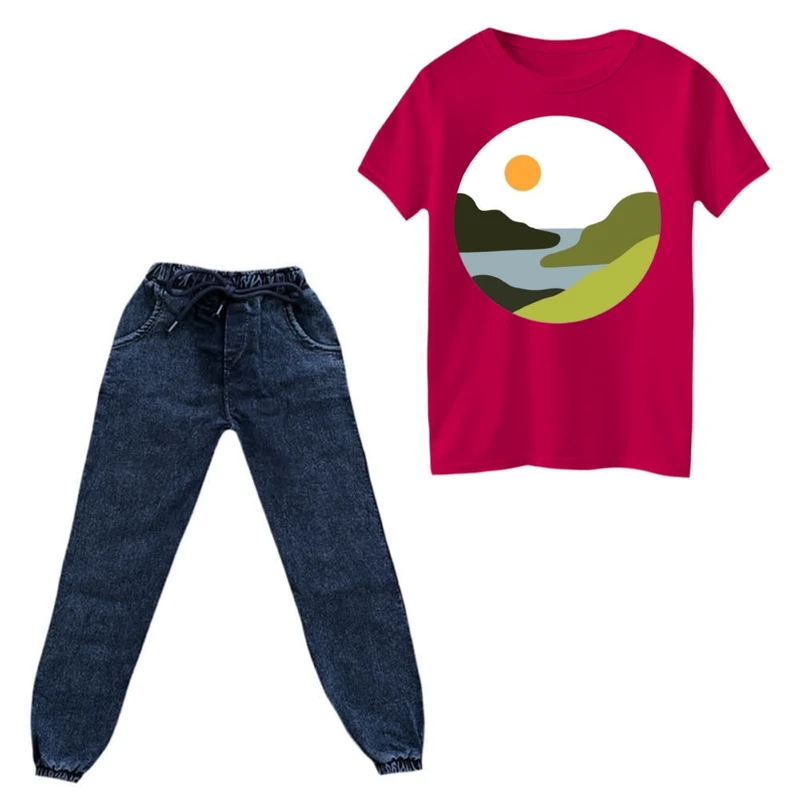 ست تی‌شرت و شلوار دخترانه مدل مینیمال کد1