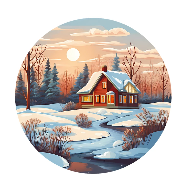 استیکر پارچه و لباس پاد آفرین مدل منظره زمستانی کد S2639