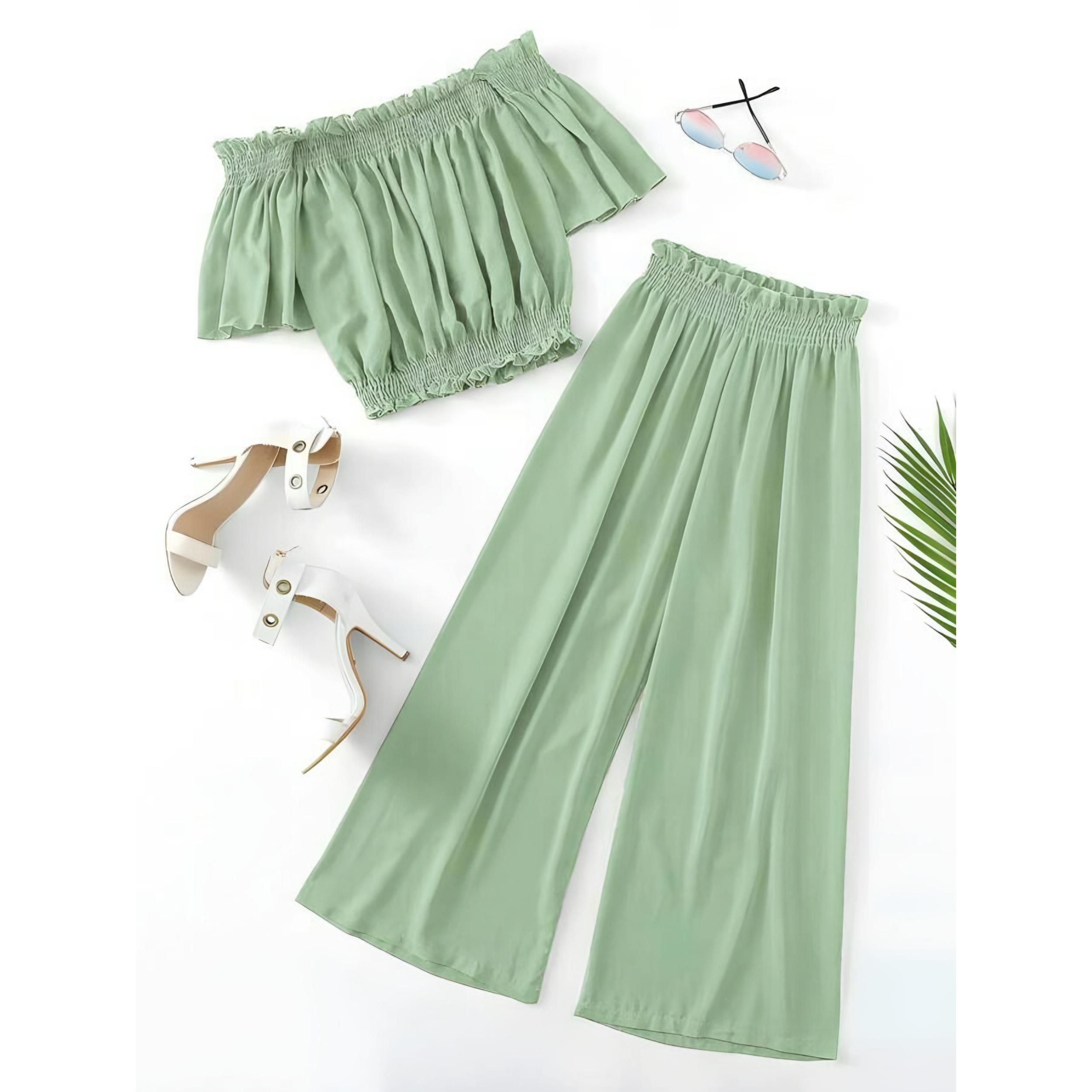 ست بلوز و شلوار زنانه مدل تابستانه رنگ سدری