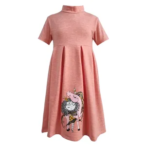 پیراهن دخترانه افراتین مدل اسب شاخ دار رنگ گلبهی 