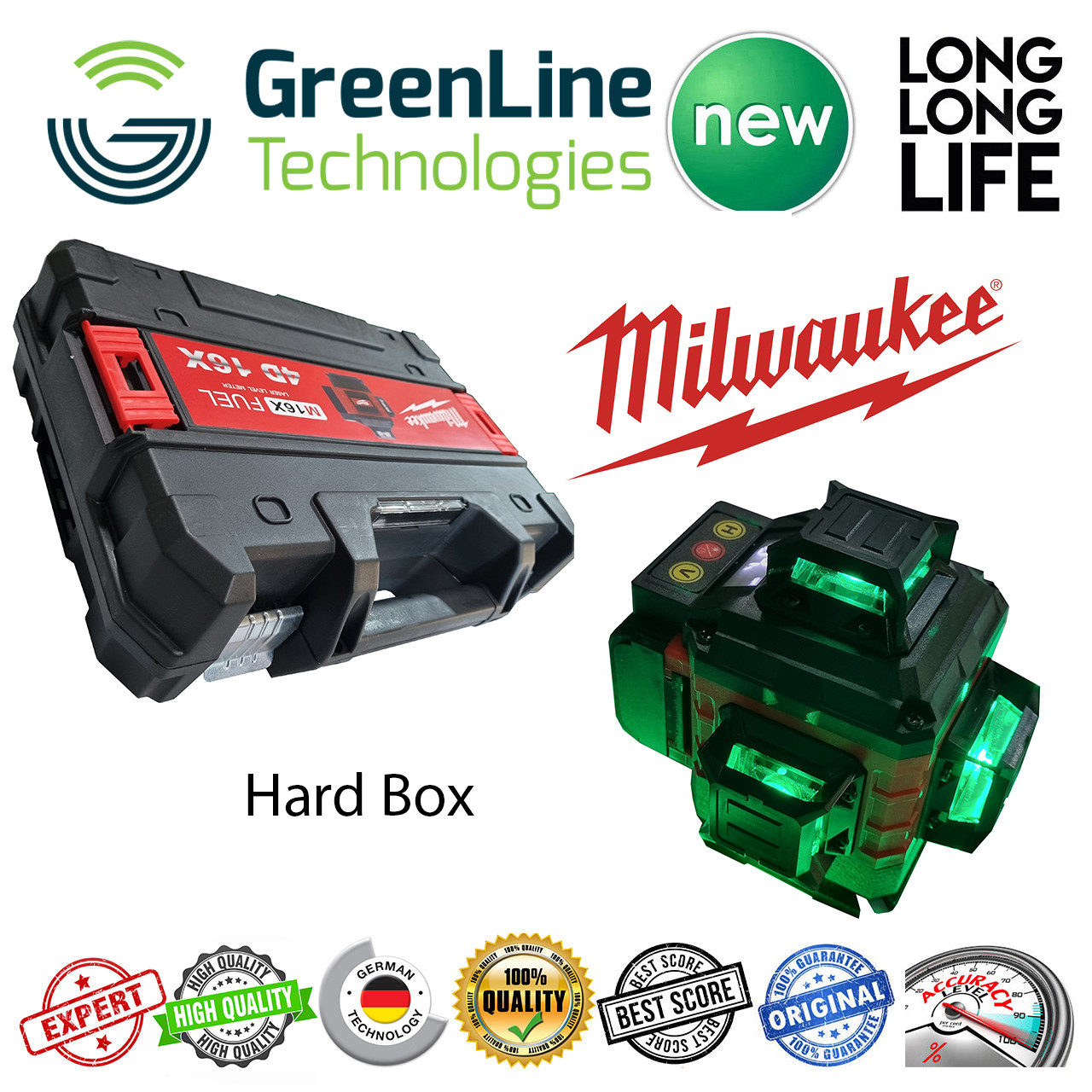 تراز لیزری  مدل 4 بعدی نور سبز کد 360- 4D 16 Lines Hard Box