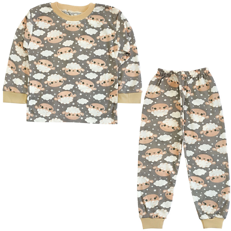 ست تی شرت آستین بلند و شلوار راحتی نوزادی مدل ببعی کد 4159 رنگ طوسی