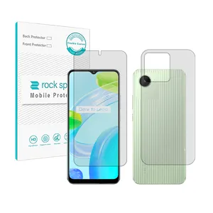 Rockspace HyGEL model transparent screen protector suitable for Realme C30 mobile phone along with the back of the phone