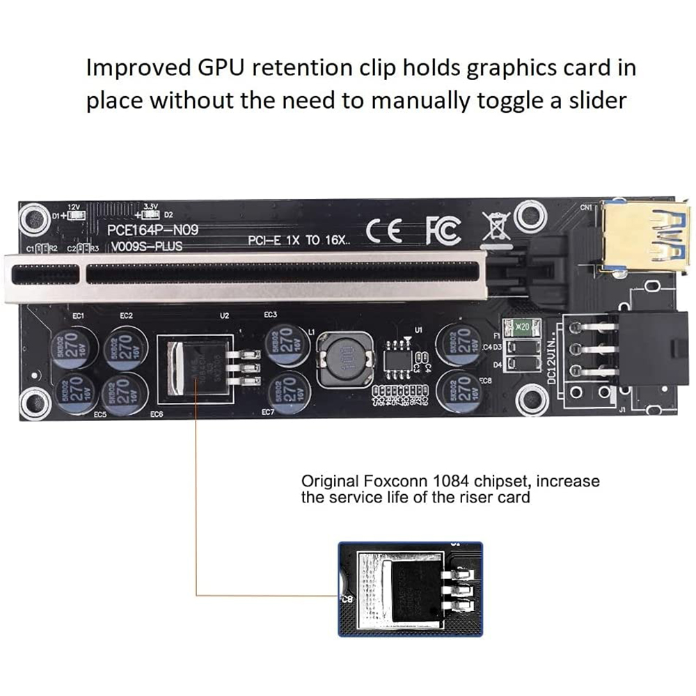 مشخصات، قیمت و خرید رایزر کارت گرافیک تبدیل PCI EXPRESS X1 به X16 مدل 8 خازن 009s plus | دیجی‌کالا