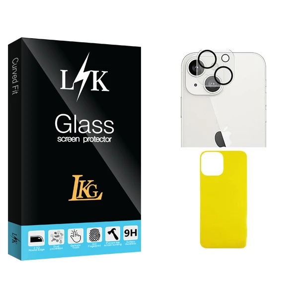 محافظ پشت گوشی ال کا جی مدل LK Glass FLL مناسب برای گوشی موبایل اپل iPhone 13 mini  به همراه محافظ لنز گوشی