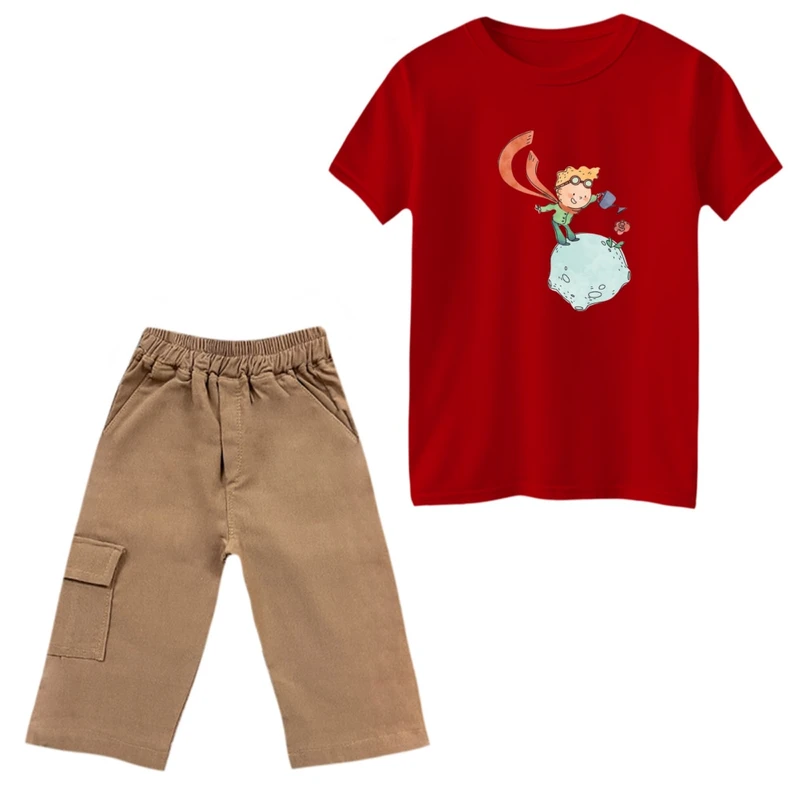 ست تی‌شرت و شلوارک پسرانه مدل شازده کوچولو و گل