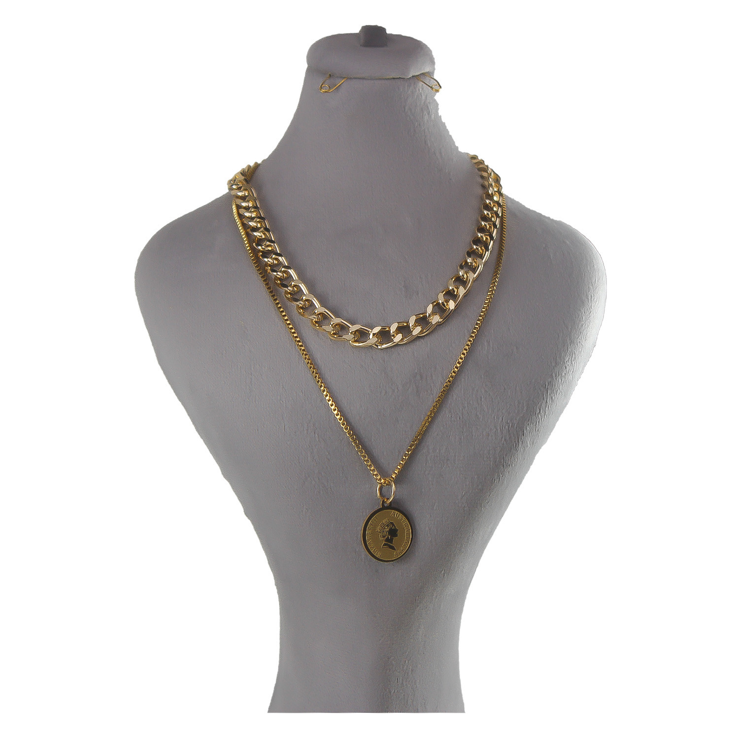 گردنبند زنانه مدل دو لاین طرح سکه گردنبند زنانه مدل دو لاین طرح سکه