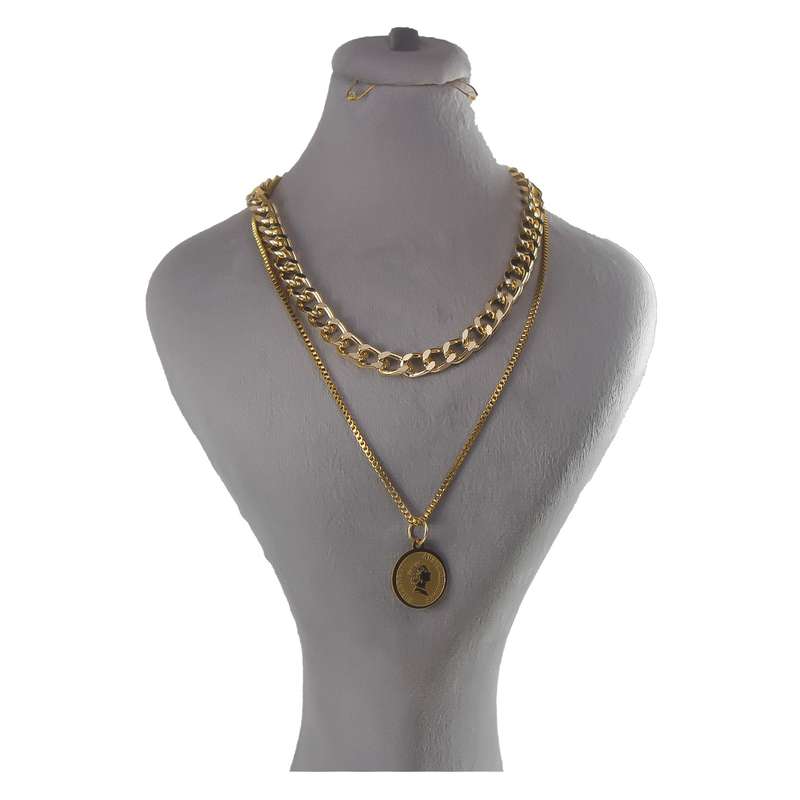 گردنبند زنانه مدل دو لاین طرح سکه گردنبند زنانه مدل دو لاین طرح سکه