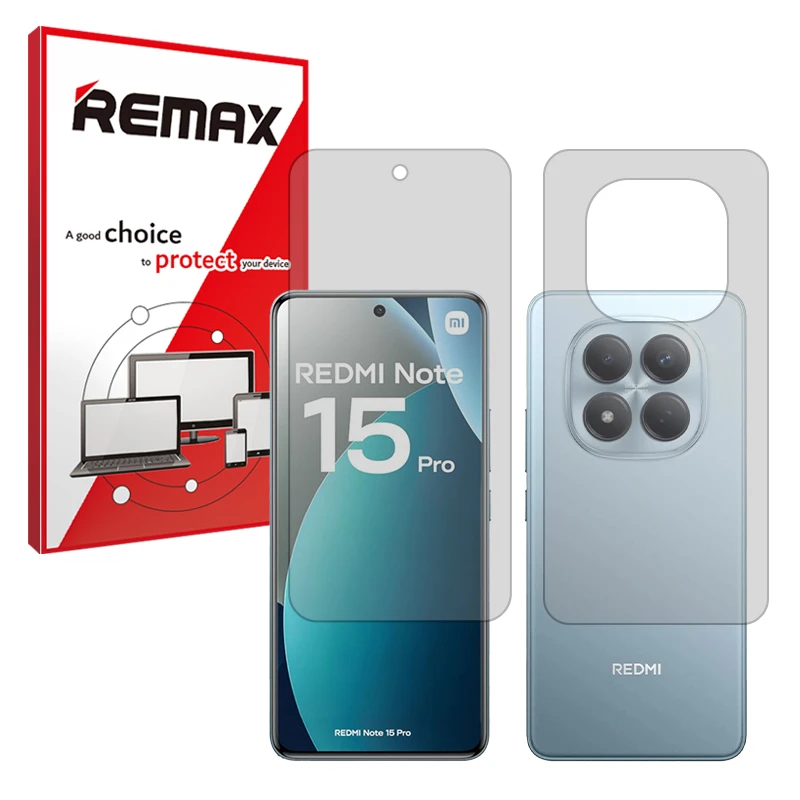 محافظ صفحه نمایش مات ریمکس مدل Resistant مناسب برای گوشی موبایل شیائومی Redmi Note 15 Pro 4G به همراه محافظ پشت گوشی موبایل 