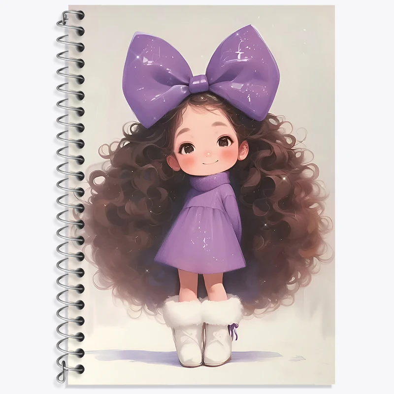 دفتر زبان 50 برگ خندالو مدل دو خط طرح دختر مو فرفری کد N4629