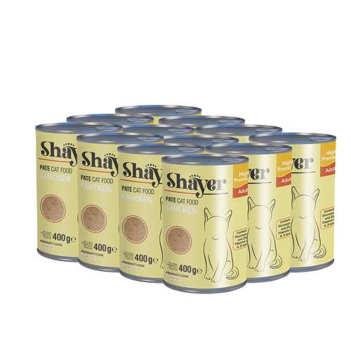 کنسرو غذای گربه شایر مدل مرغ کد sh312 وزن 400 گرم بسته 12 عددی